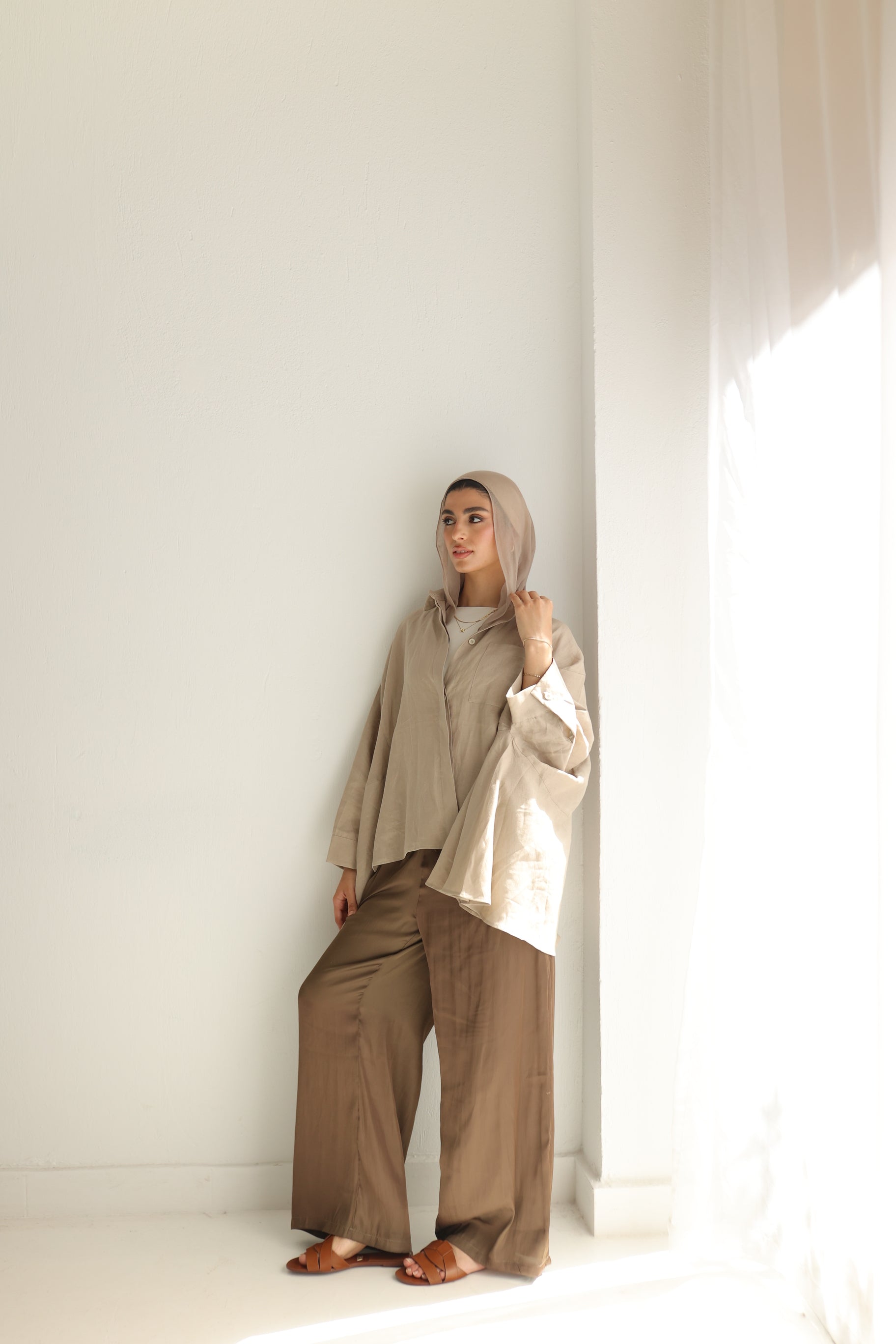Brown satin pants