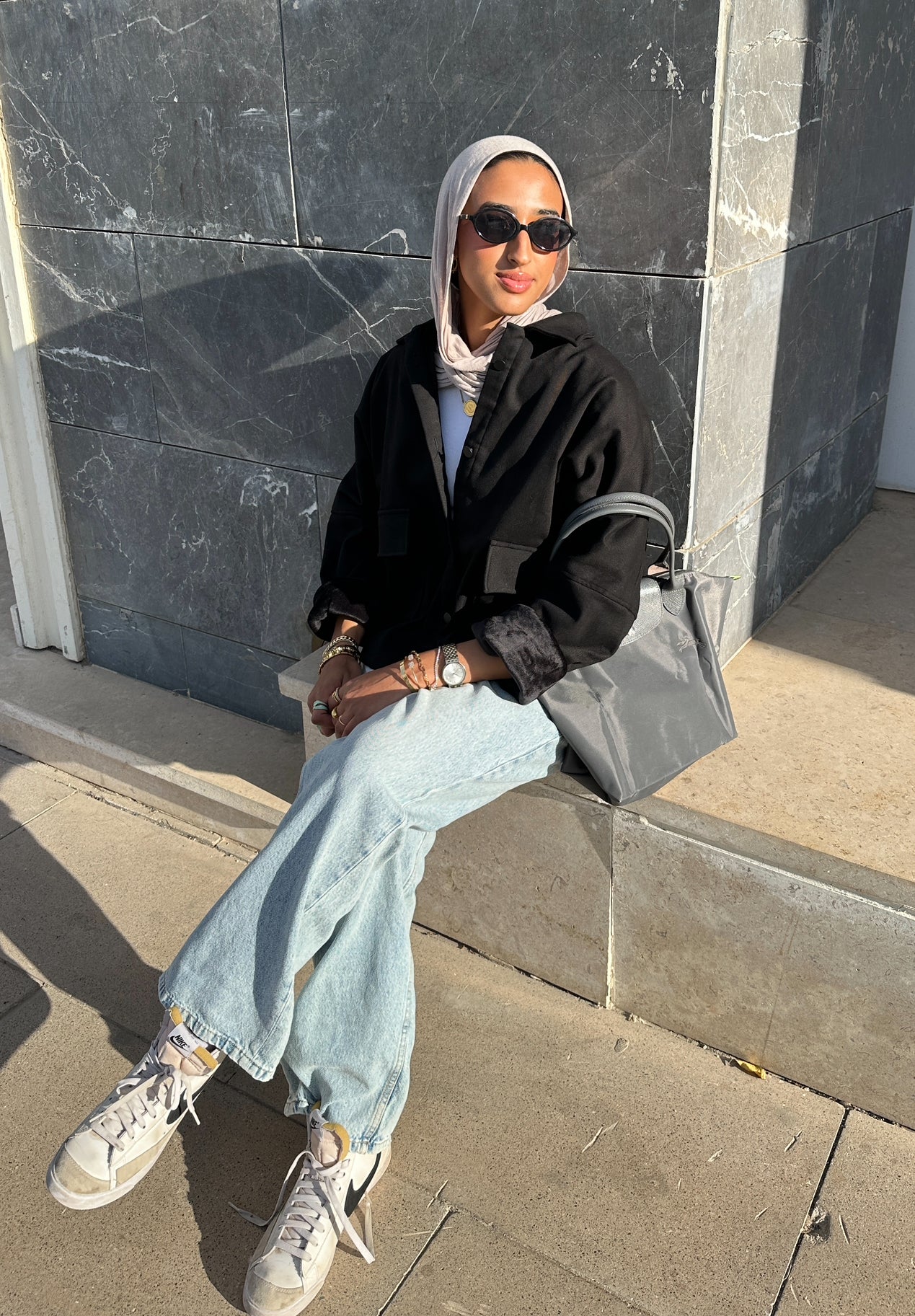 The velvet denim jacket- black