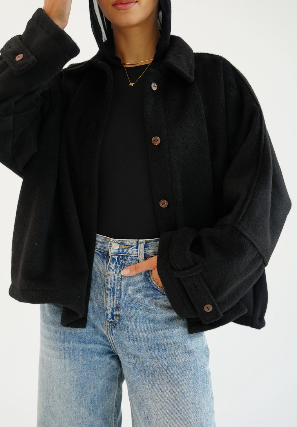 The Heavy Wool Trench- Black