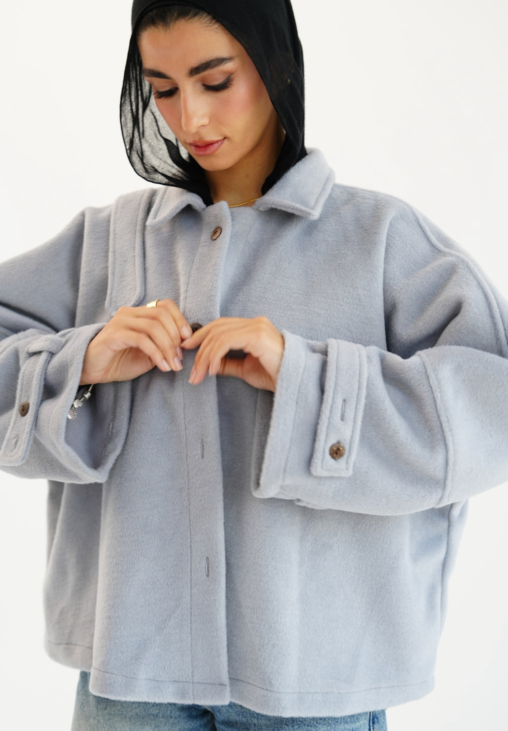 The Heavy Wool Trench - Powder blue