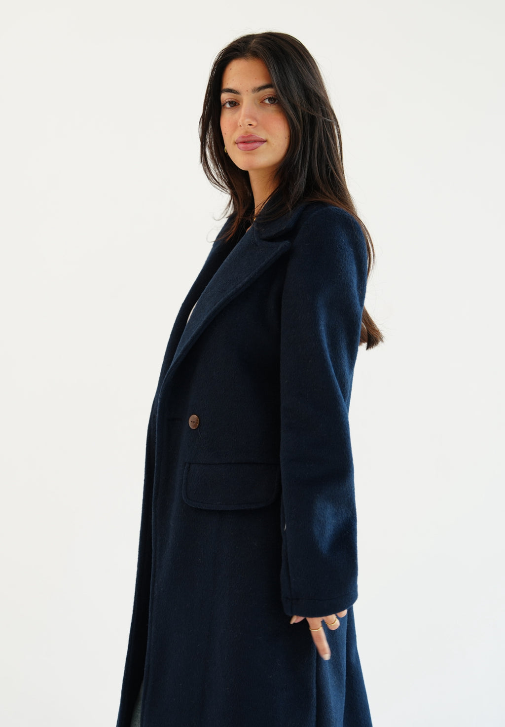 Wool Coat - Navy