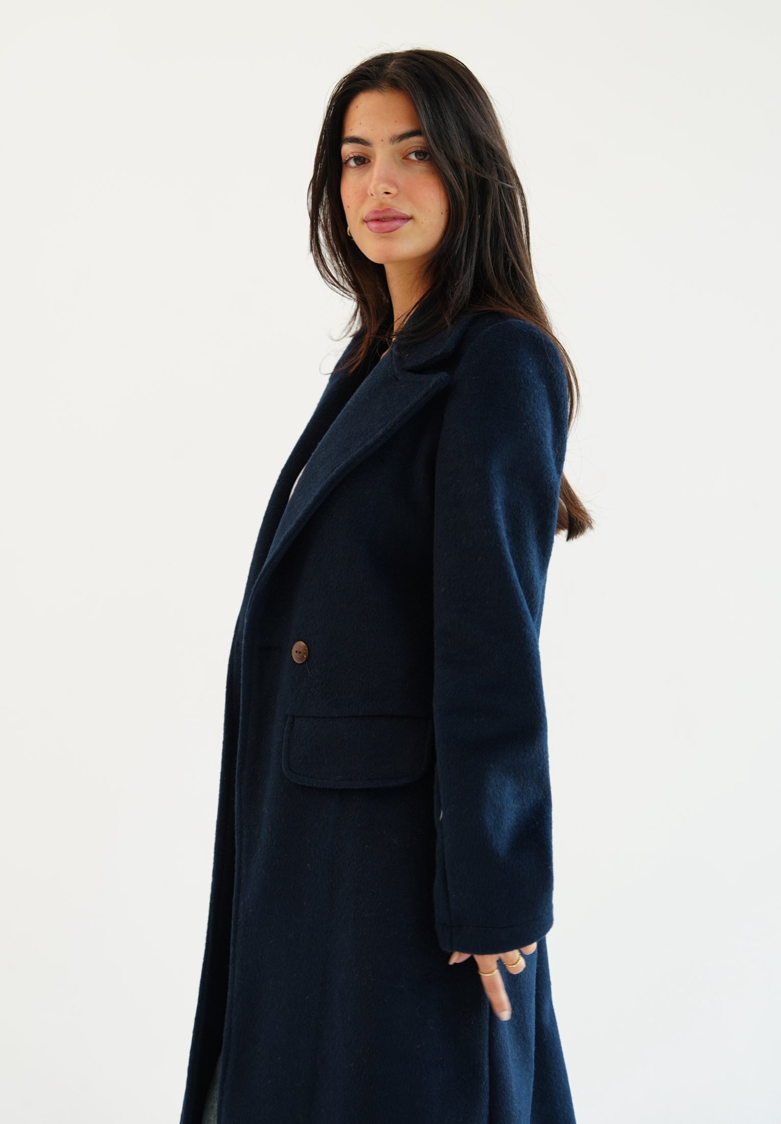 Wool Coat - Navy
