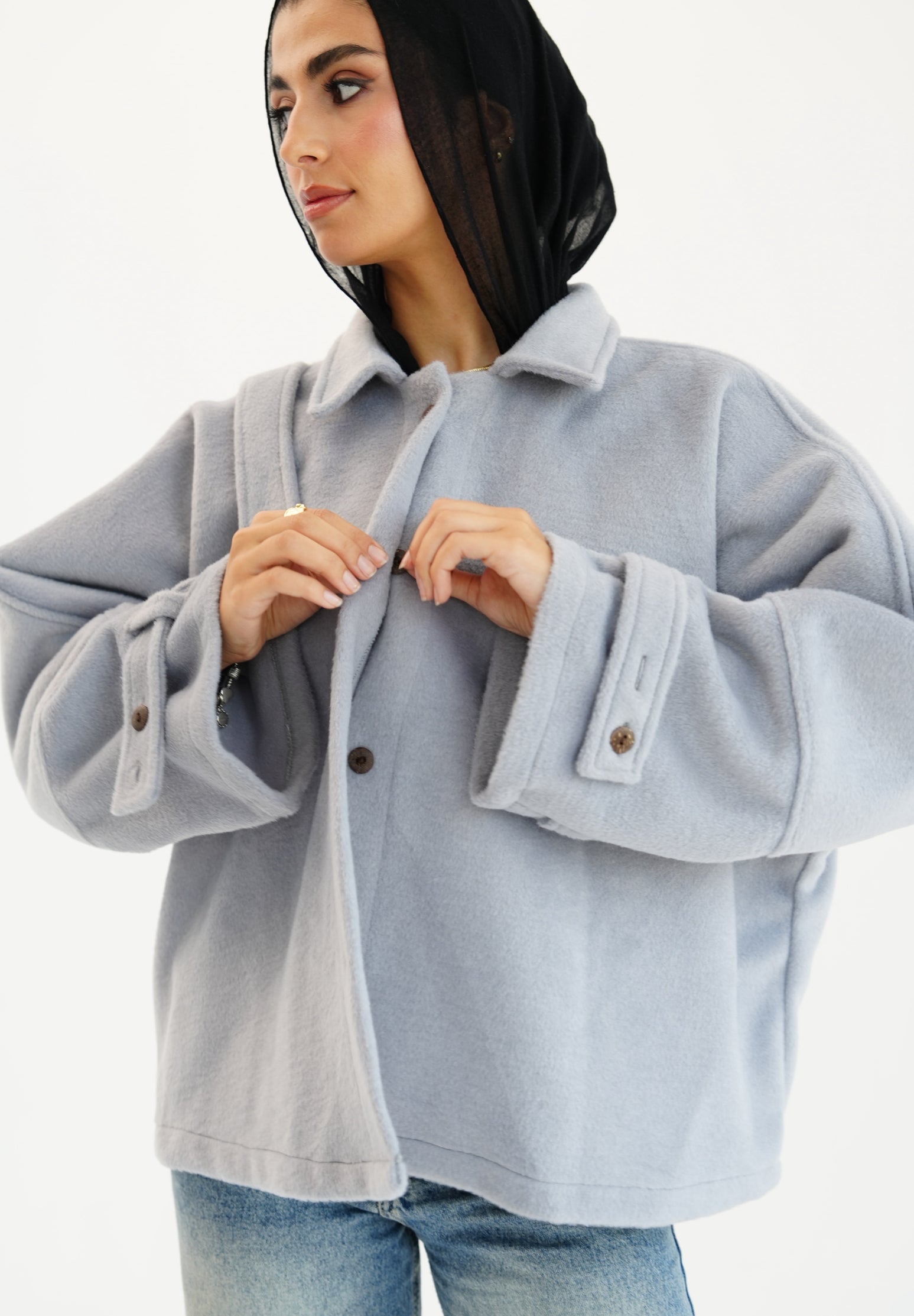 The Heavy Wool Trench - Powder blue