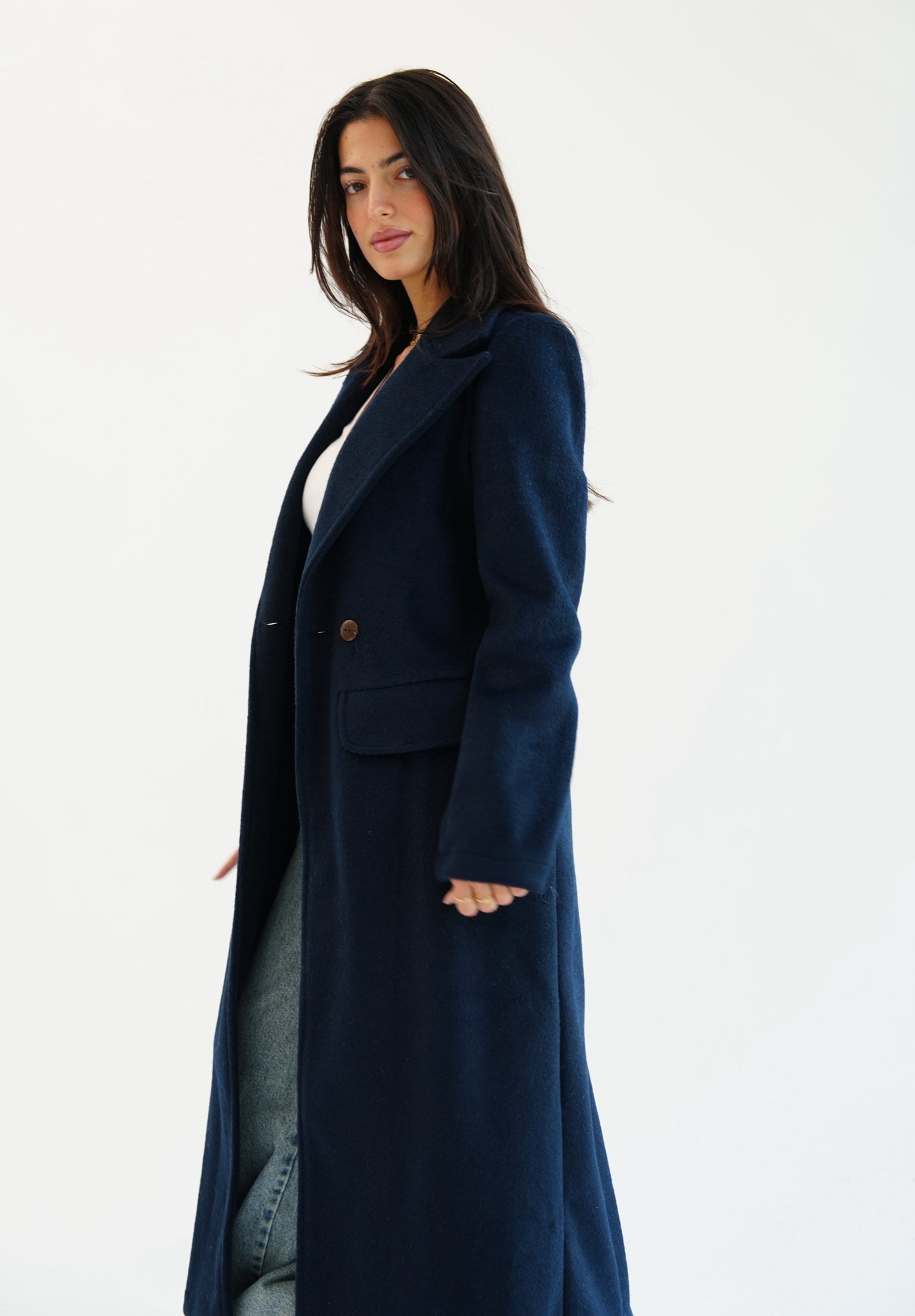 Wool Coat - Navy