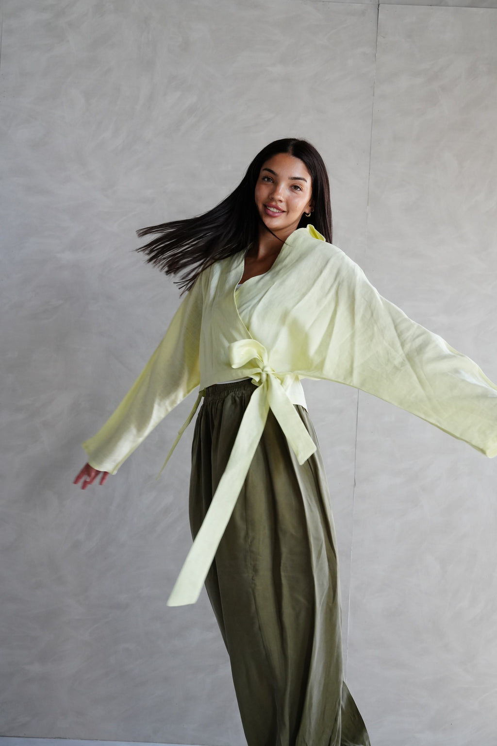 Linen wrap top in Yellow