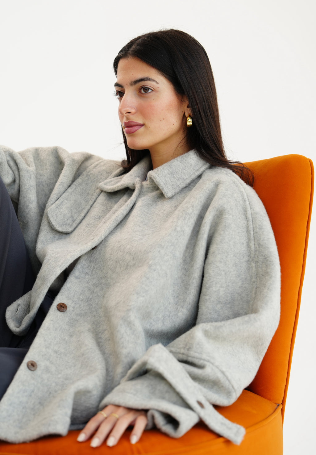 The Heavy Wool Trench  - gray
