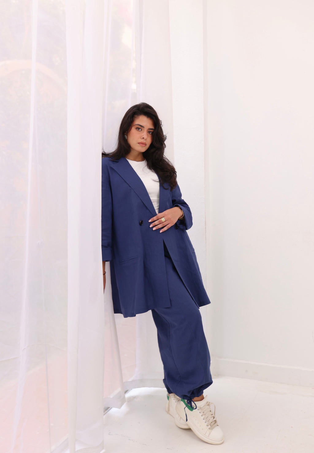 Linen blazer set in Navy