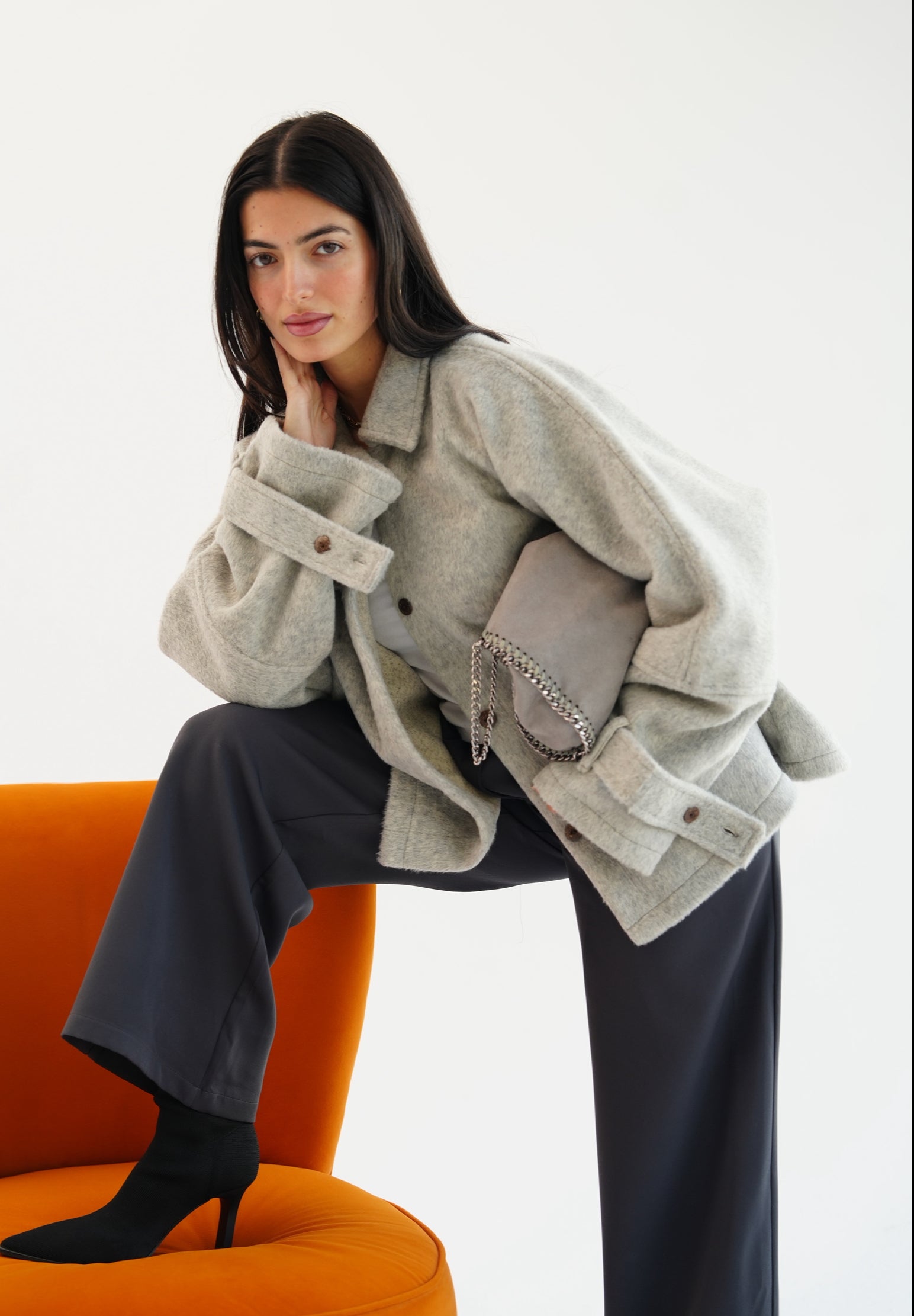 The Heavy Wool Trench  - gray
