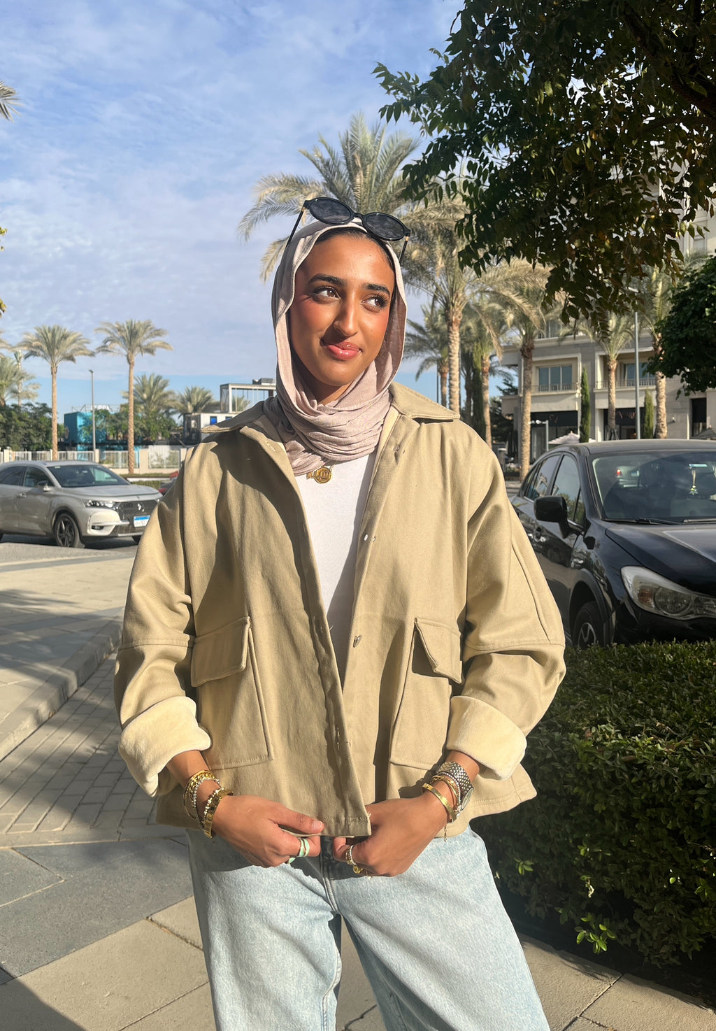 The velvet denim jacket- beige