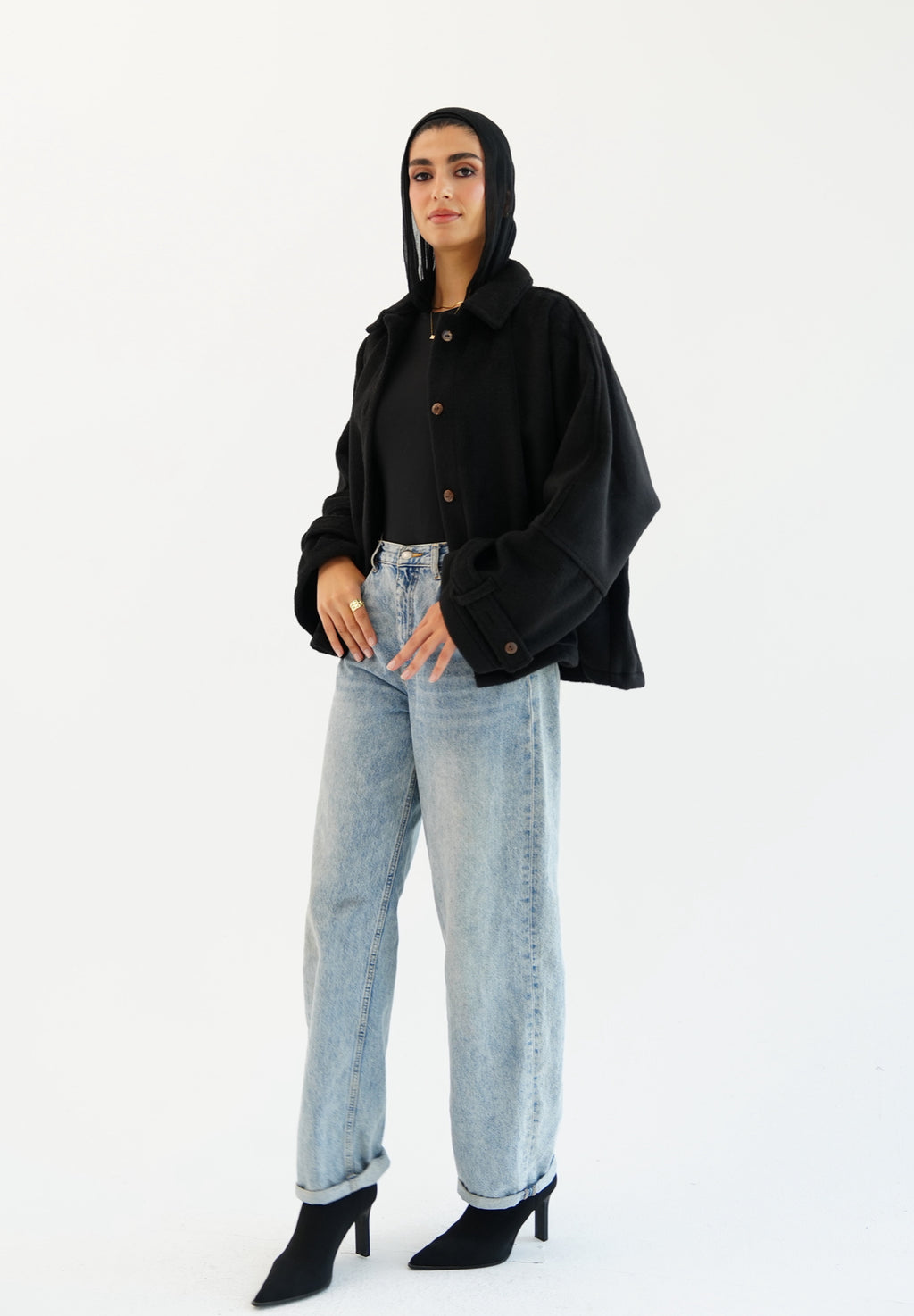 The Heavy Wool Trench- Black