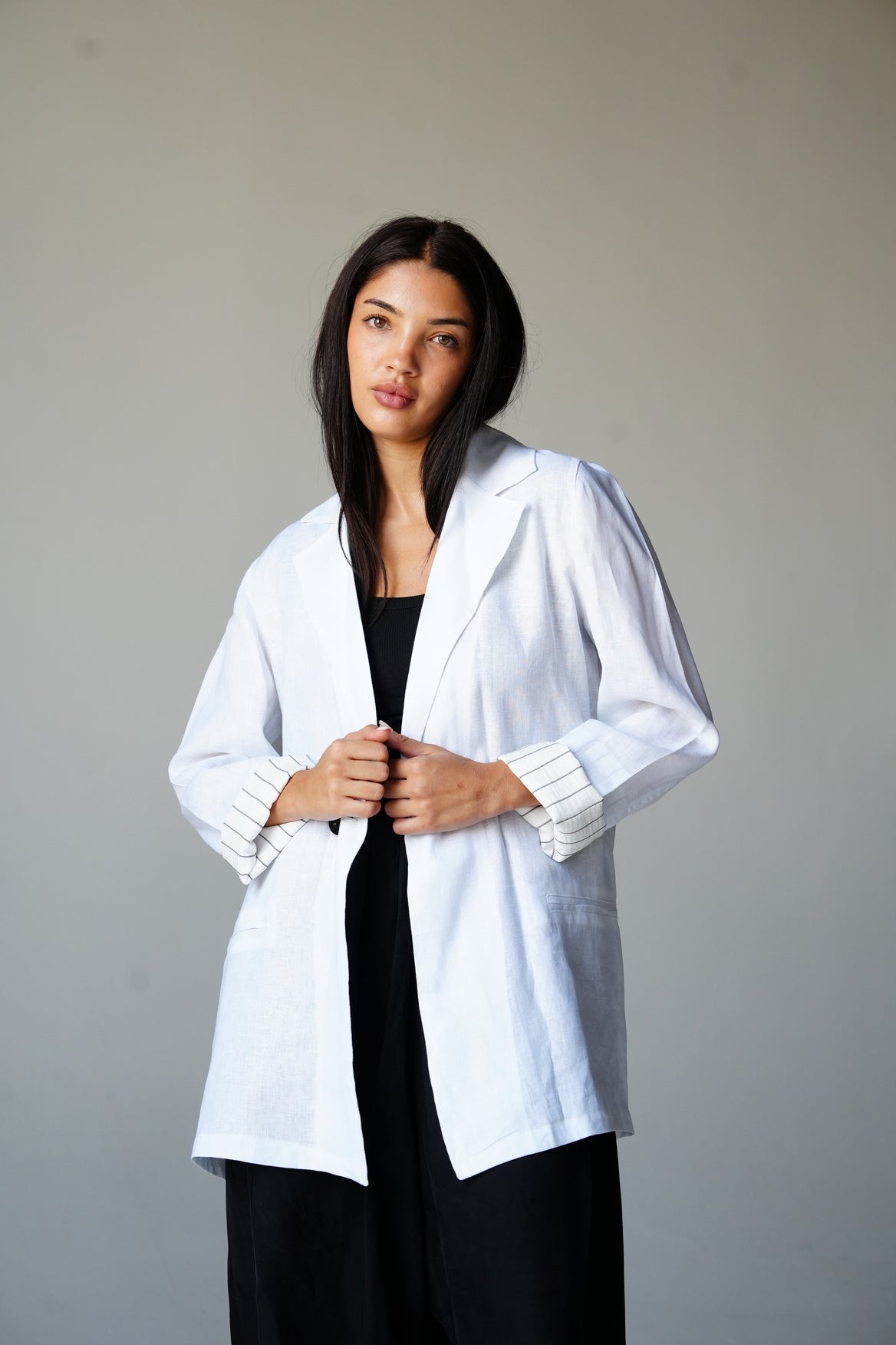 Linen blazer in White