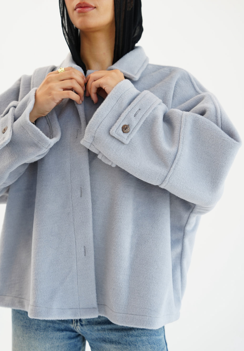 The Heavy Wool Trench - Powder blue