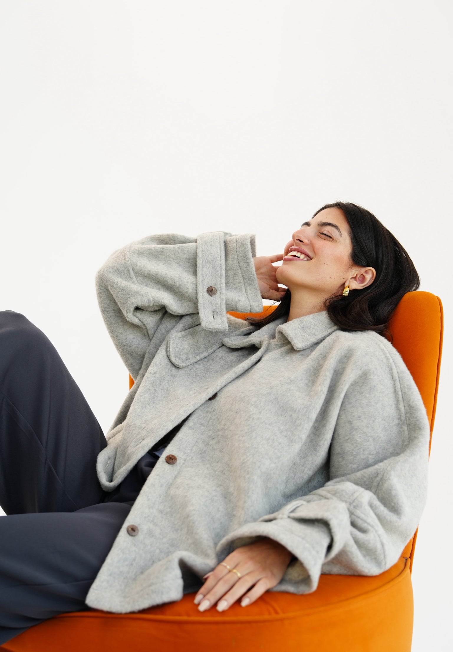 The Heavy Wool Trench  - gray