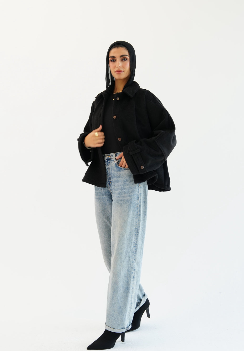 The Heavy Wool Trench- Black