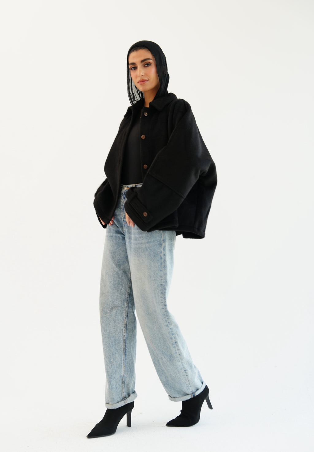 The Heavy Wool Trench- Black