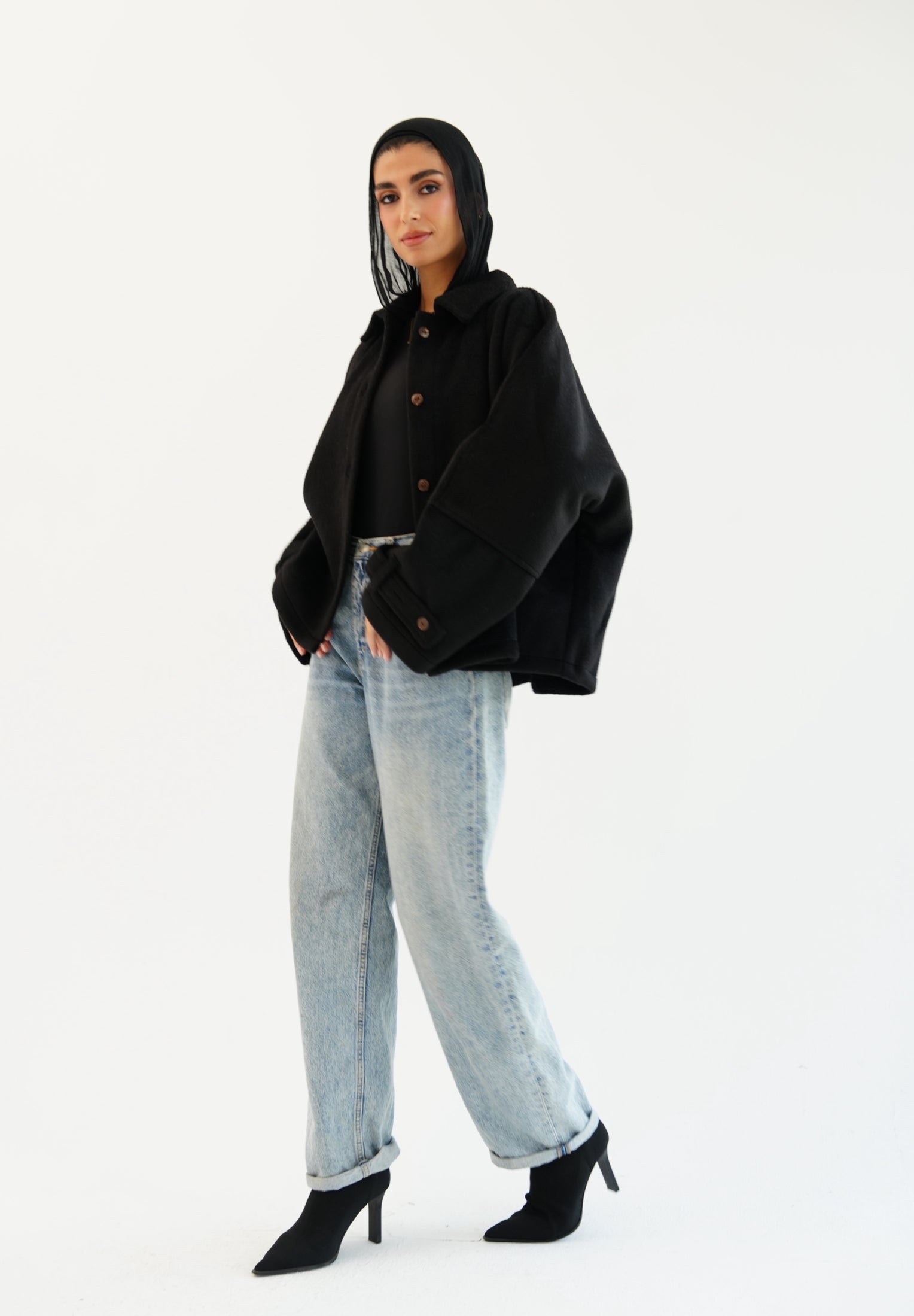 The Heavy Wool Trench- Black