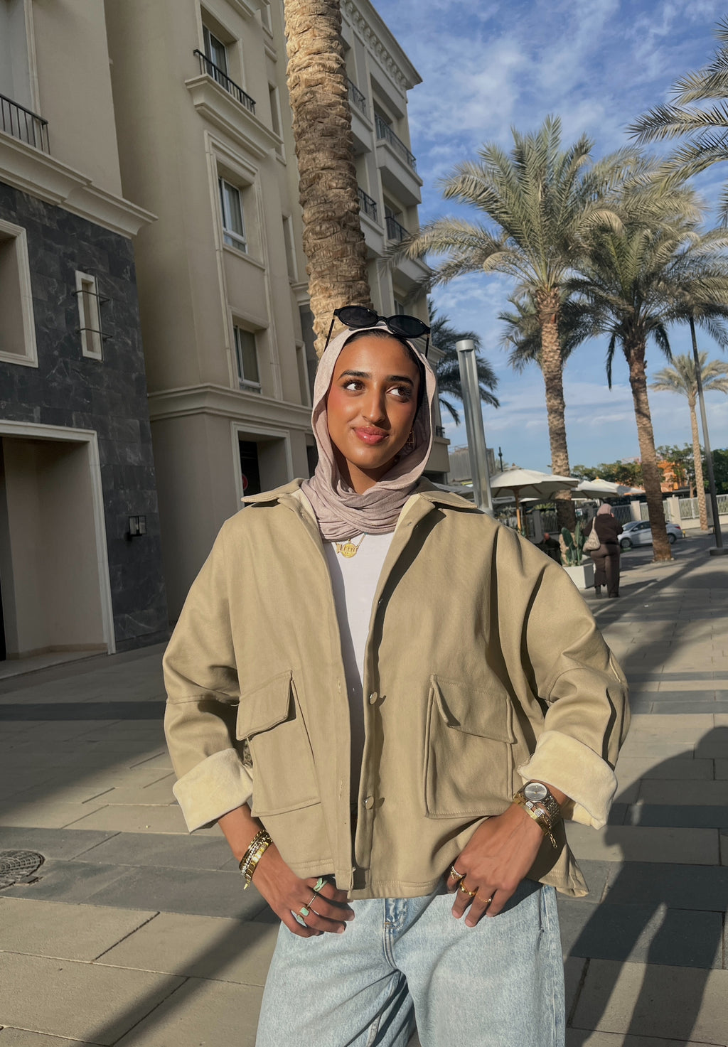 The velvet denim jacket- beige