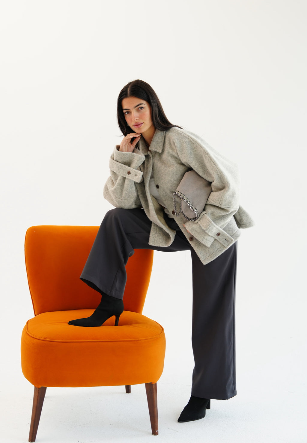 The Heavy Wool Trench  - gray