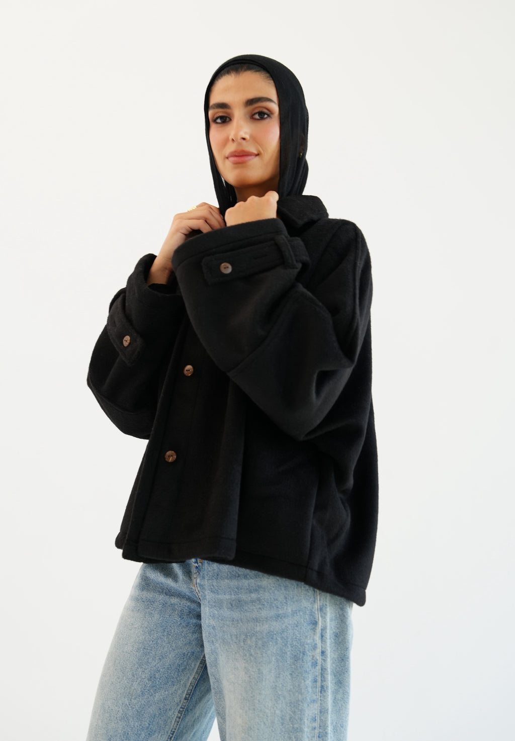 The Heavy Wool Trench- Black