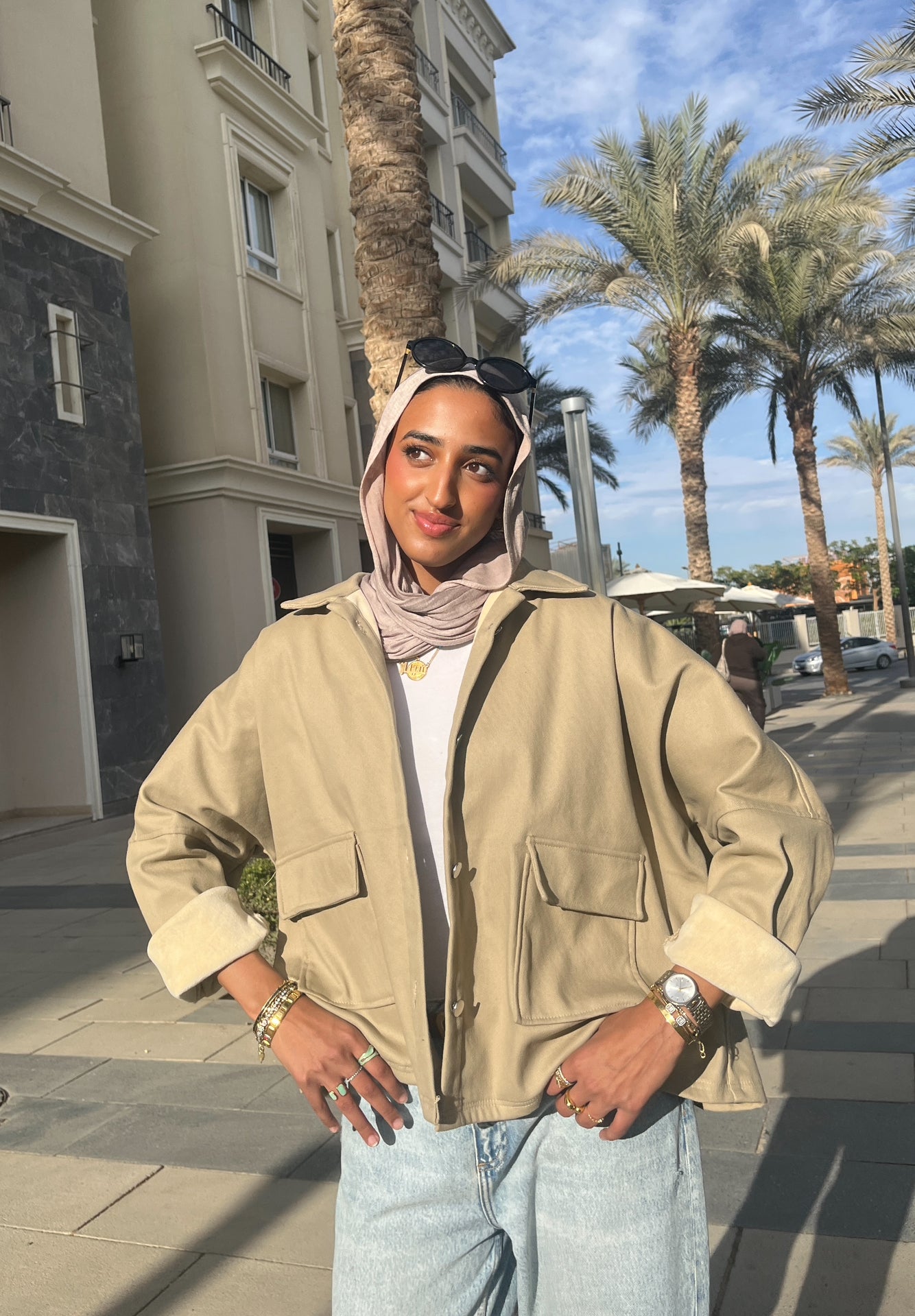 The velvet denim jacket- beige