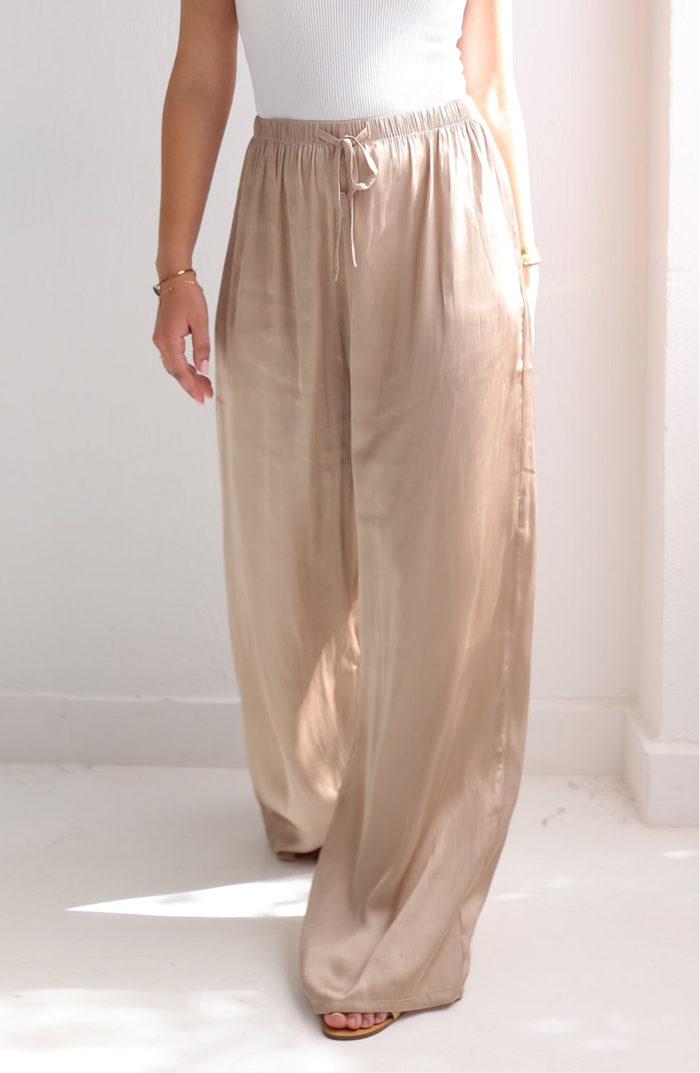 Champagne satin pants
