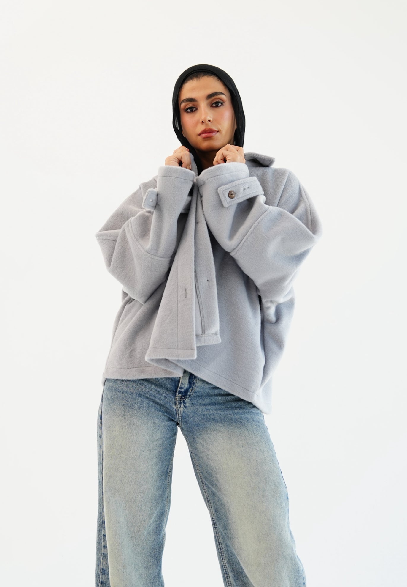 The Heavy Wool Trench - Powder blue