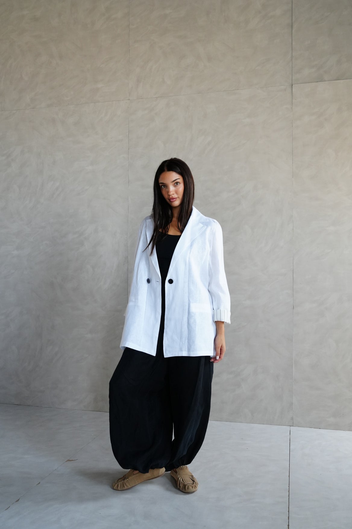 Linen blazer in White