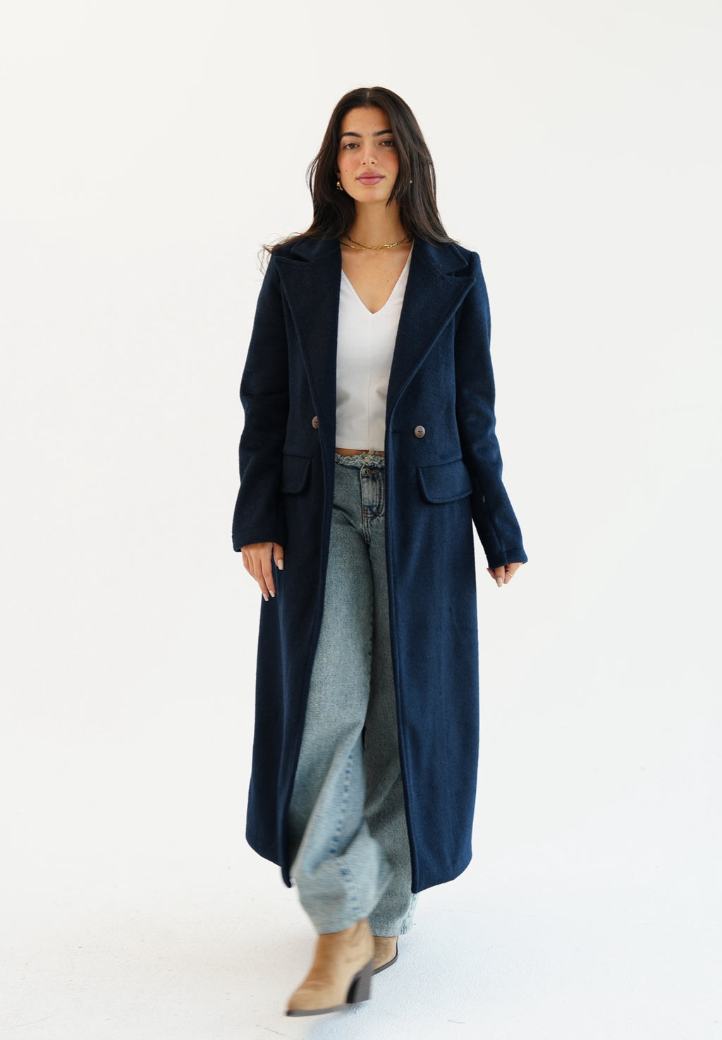 Wool Coat - Navy