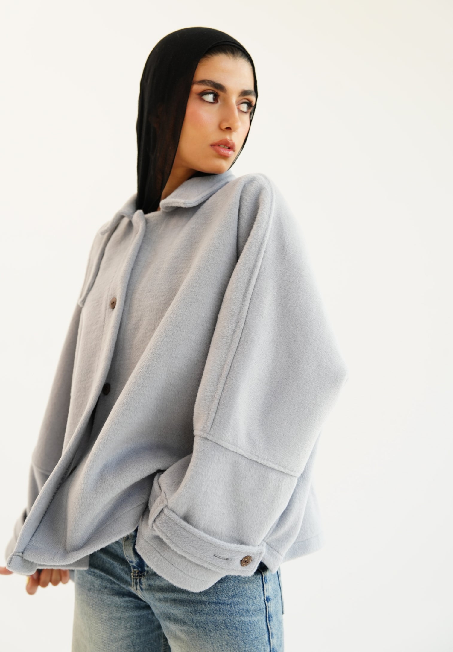 The Heavy Wool Trench - Powder blue