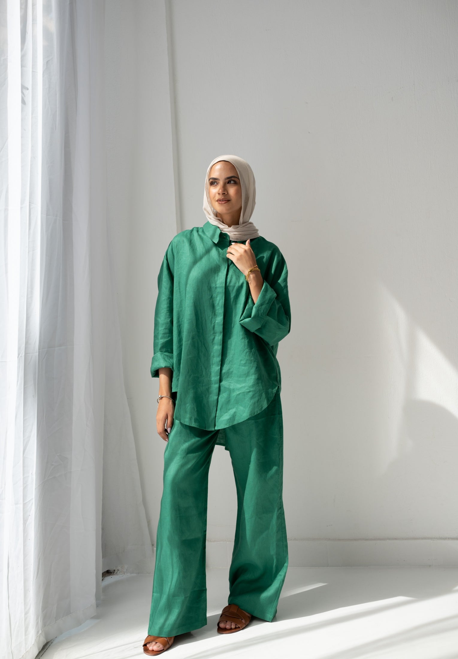 Green linen set