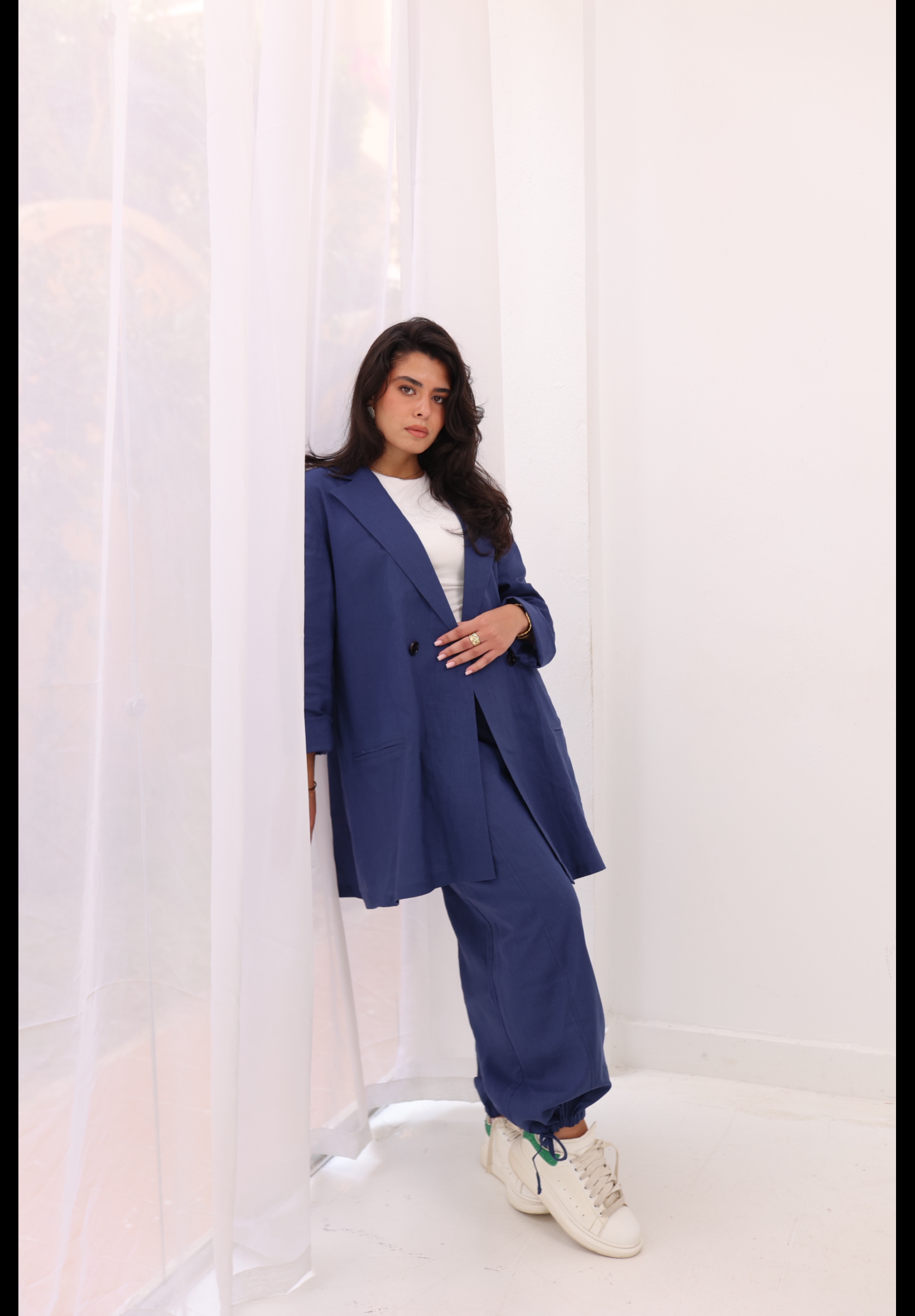 Linen blazer set in Navy