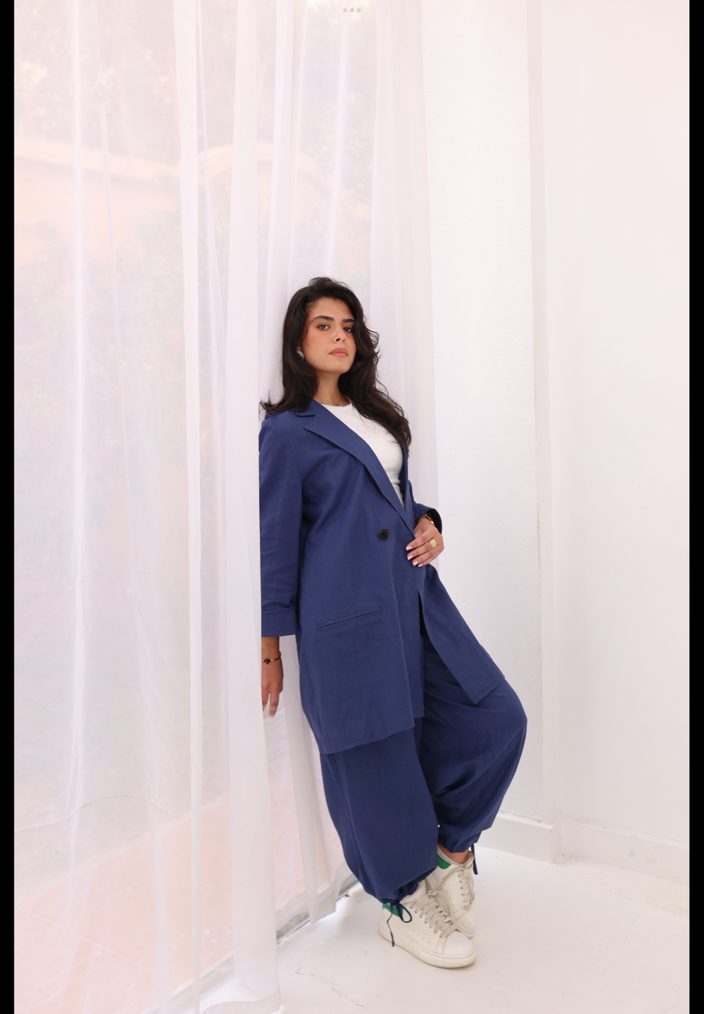 Linen blazer set in Navy