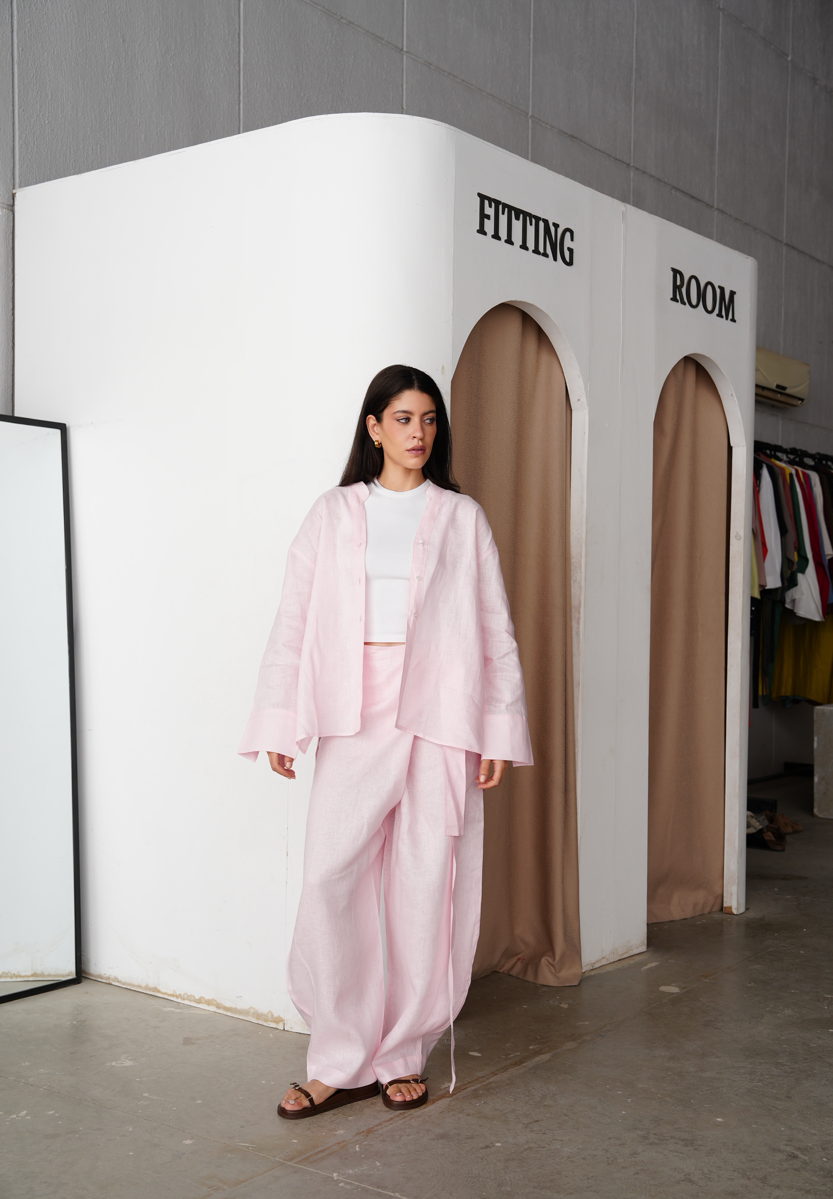 Velora linen set in pink