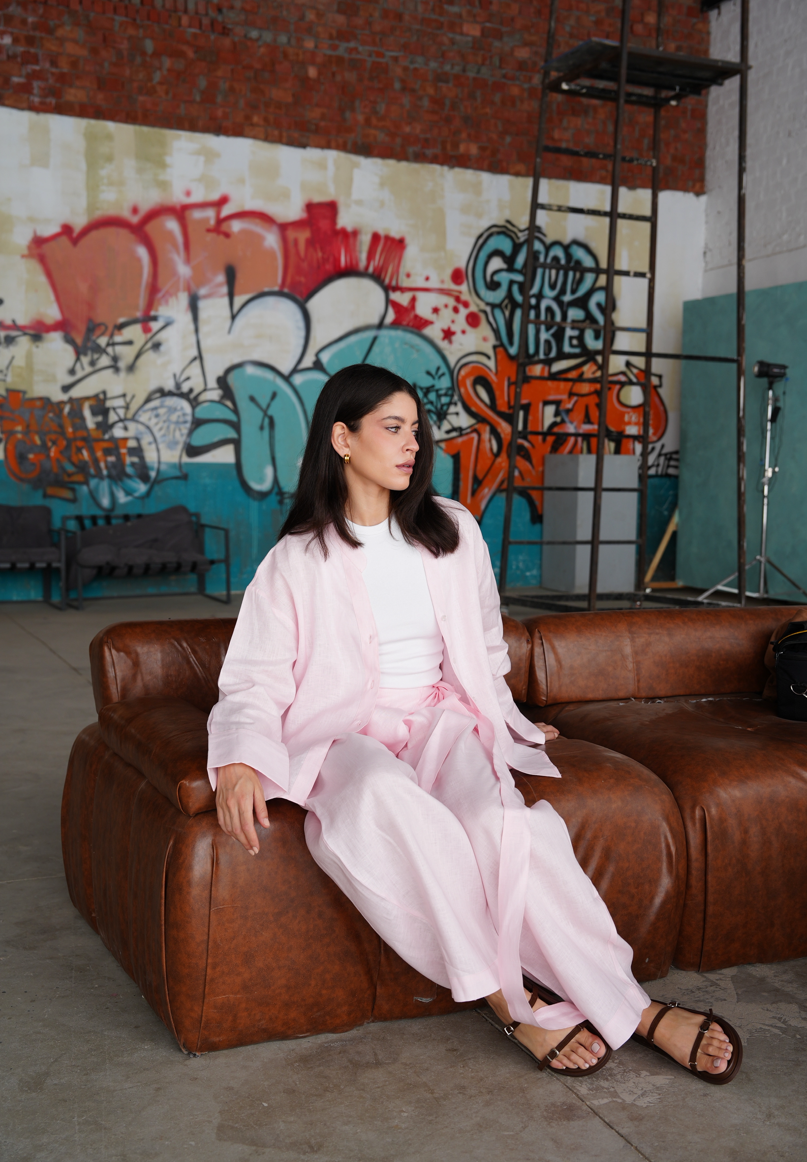 Velora linen set in pink