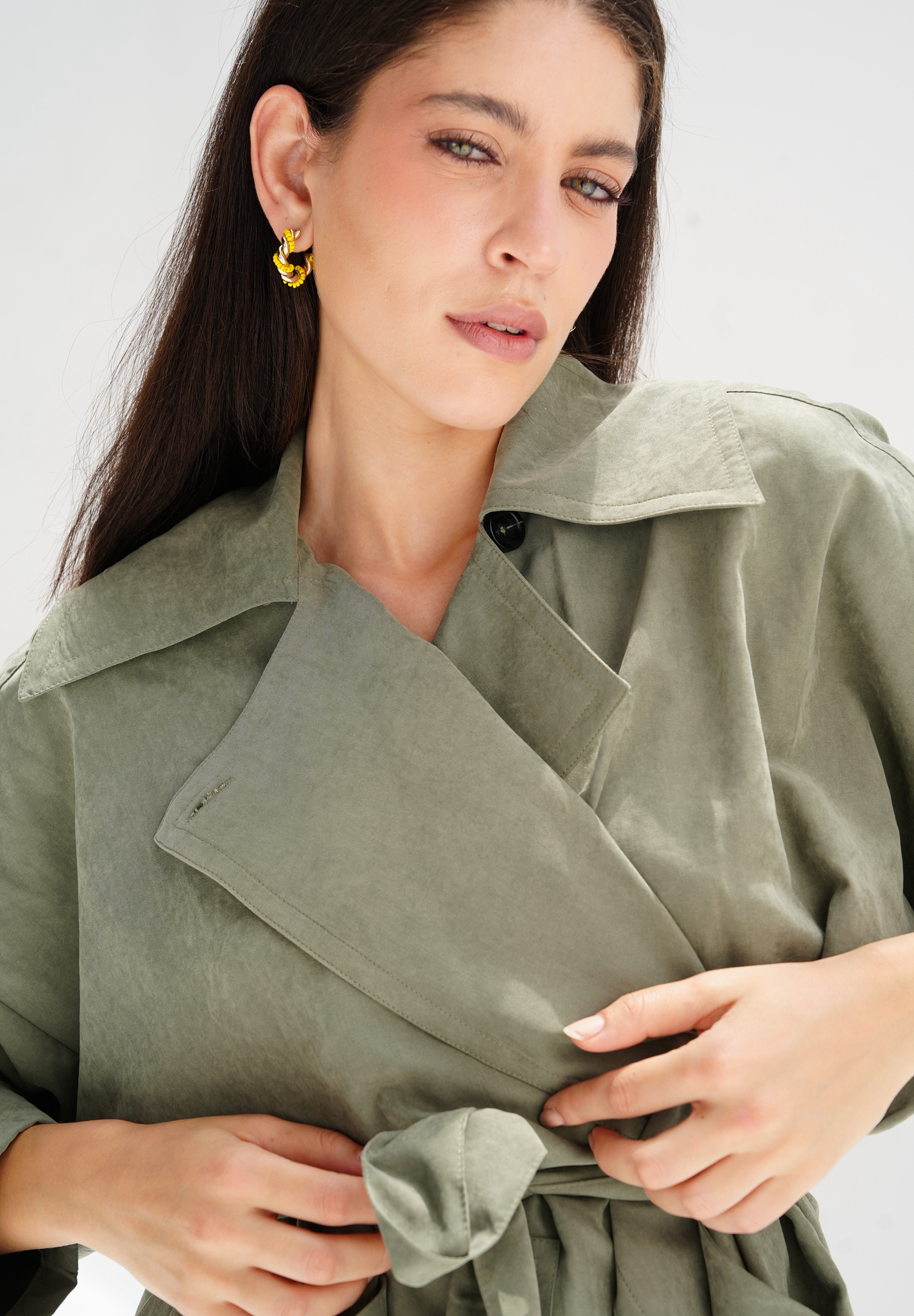Draped cupra cardigan in olive