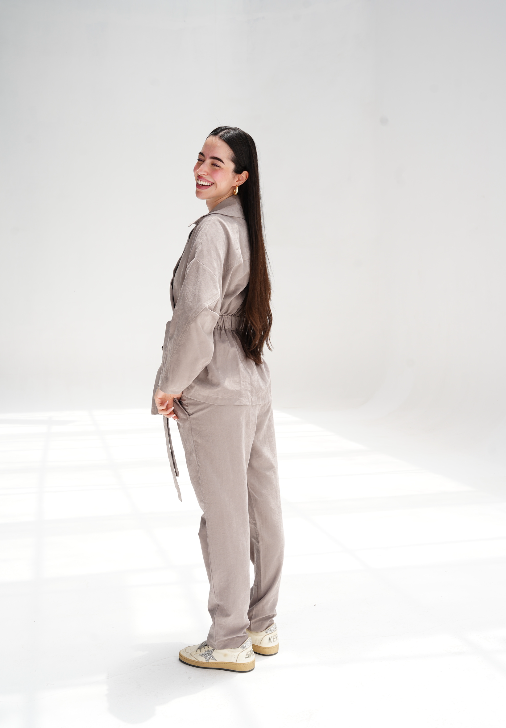Contour Cupra cardigan in greige