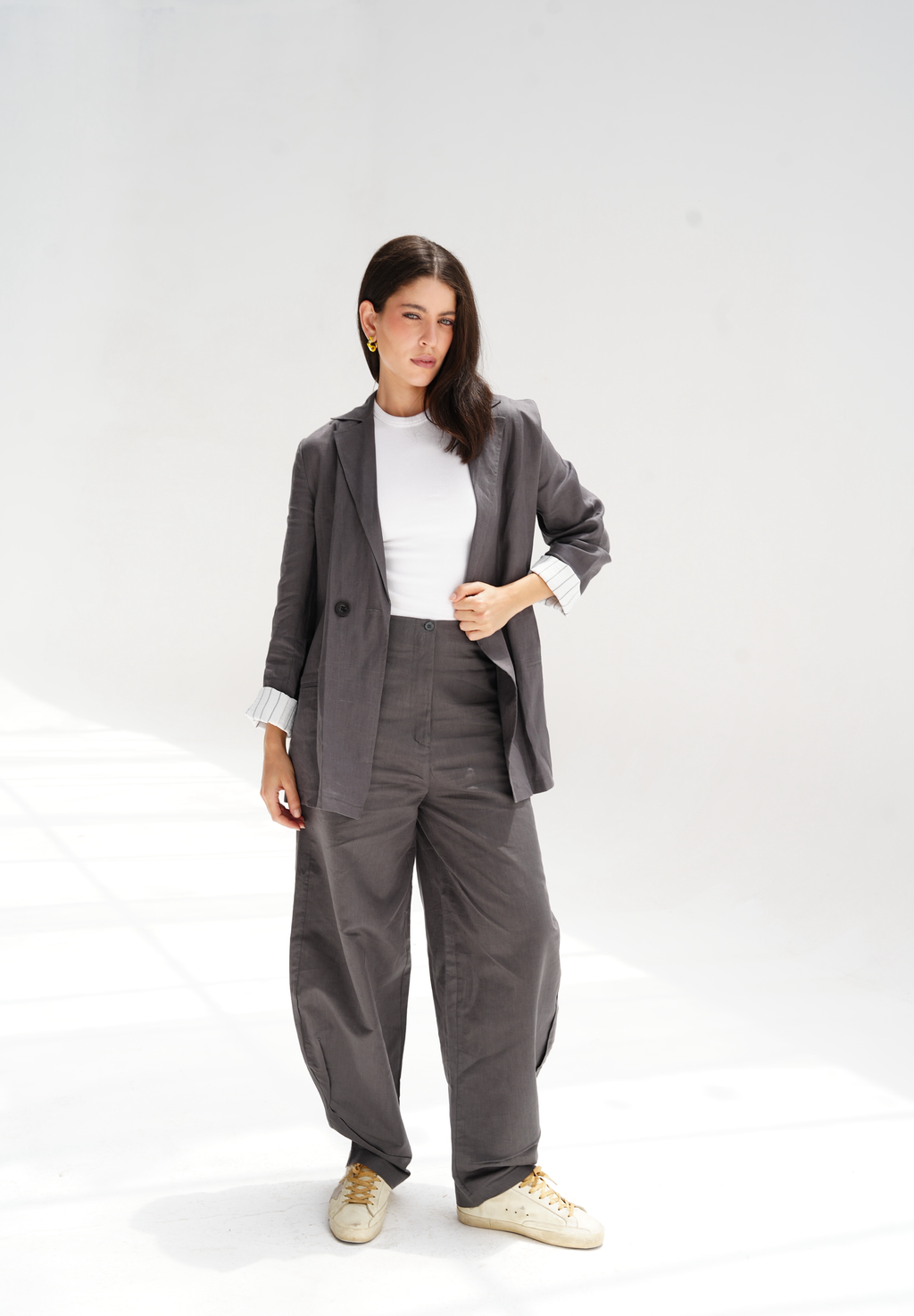 Linen blazer in gray