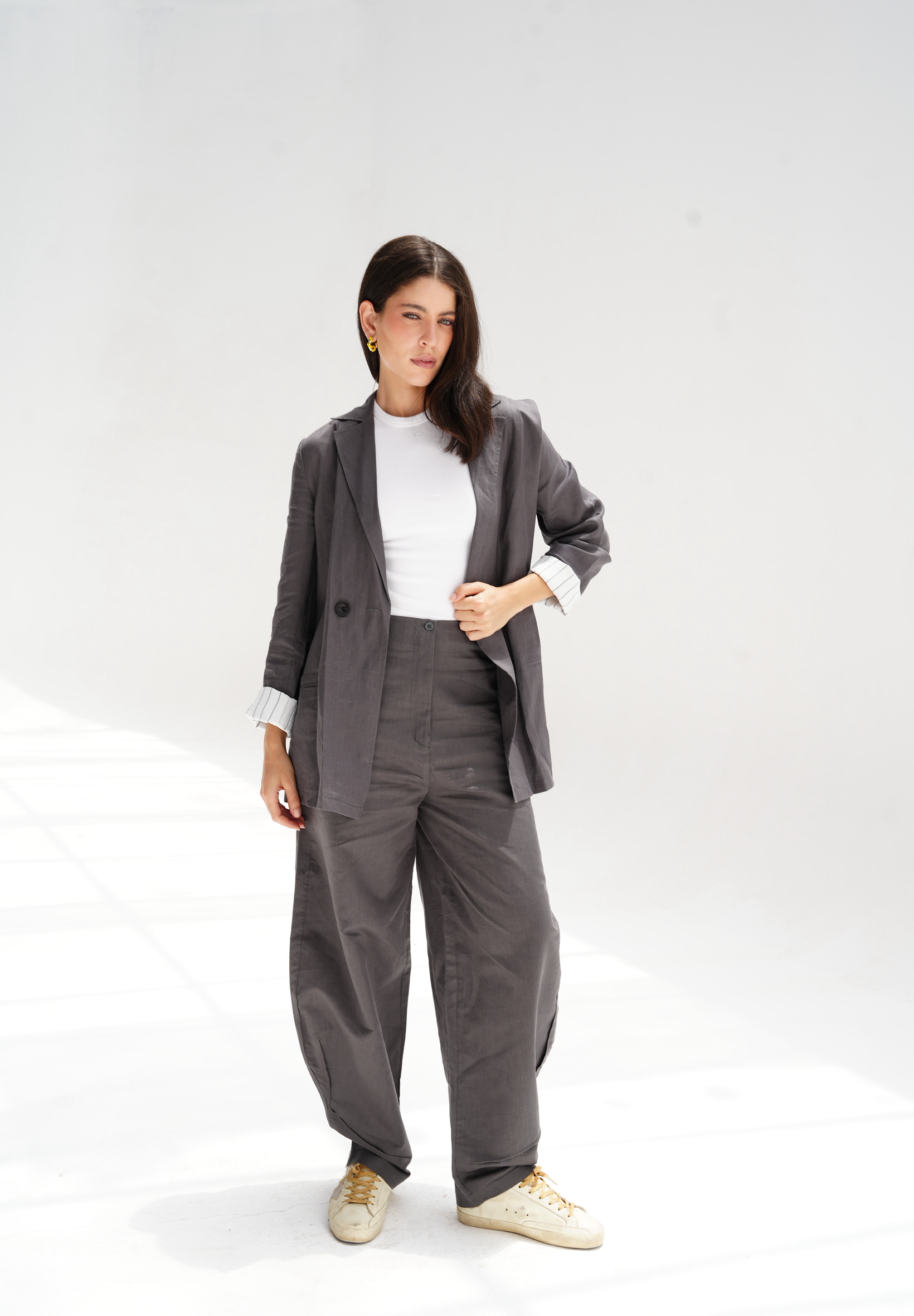 Linen blazer in gray