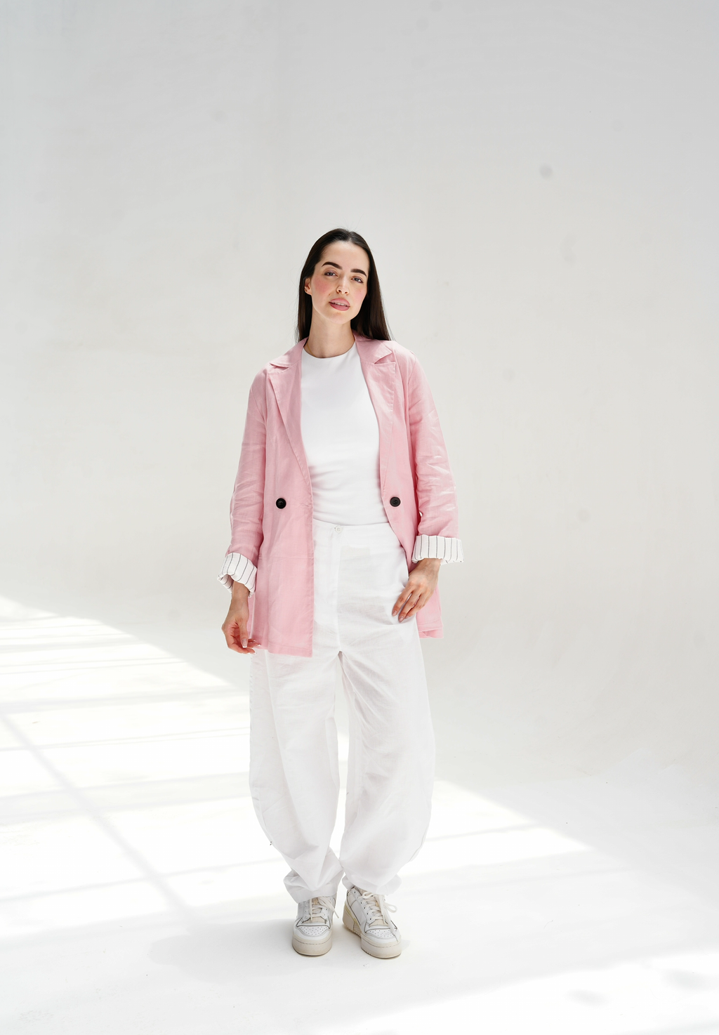 Linen blazer in pink
