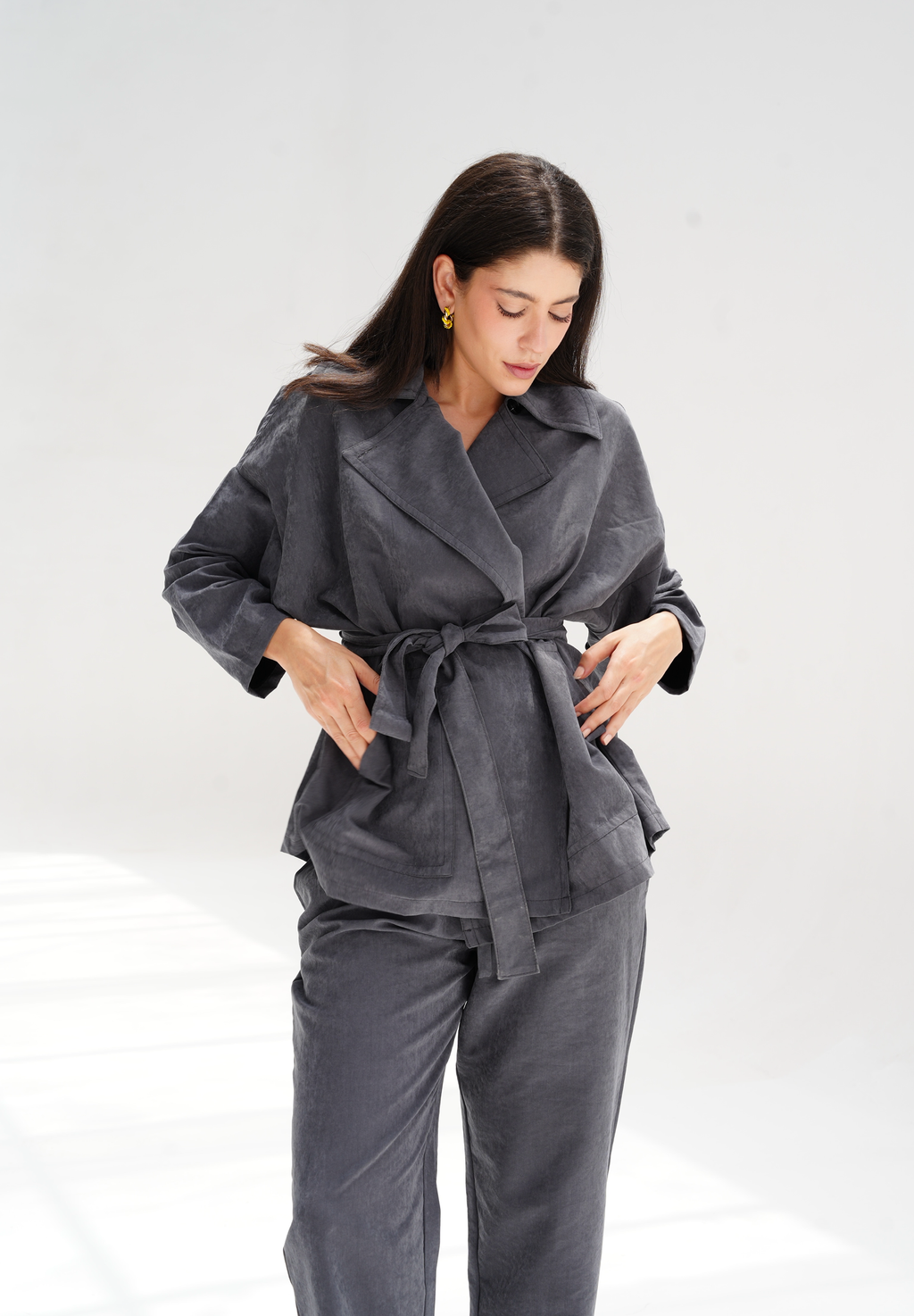 Draped Cupra cardigan in gray