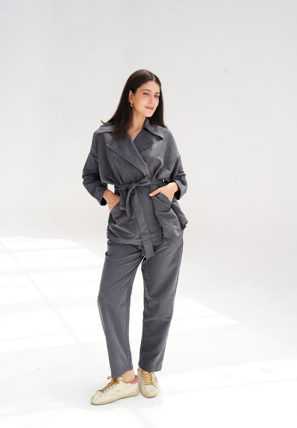 Draped Cupra cardigan in gray