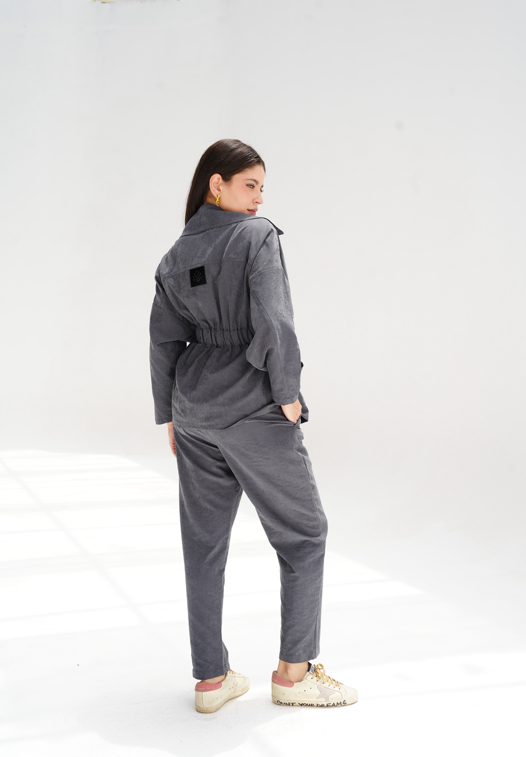 Draped Cupra cardigan in gray