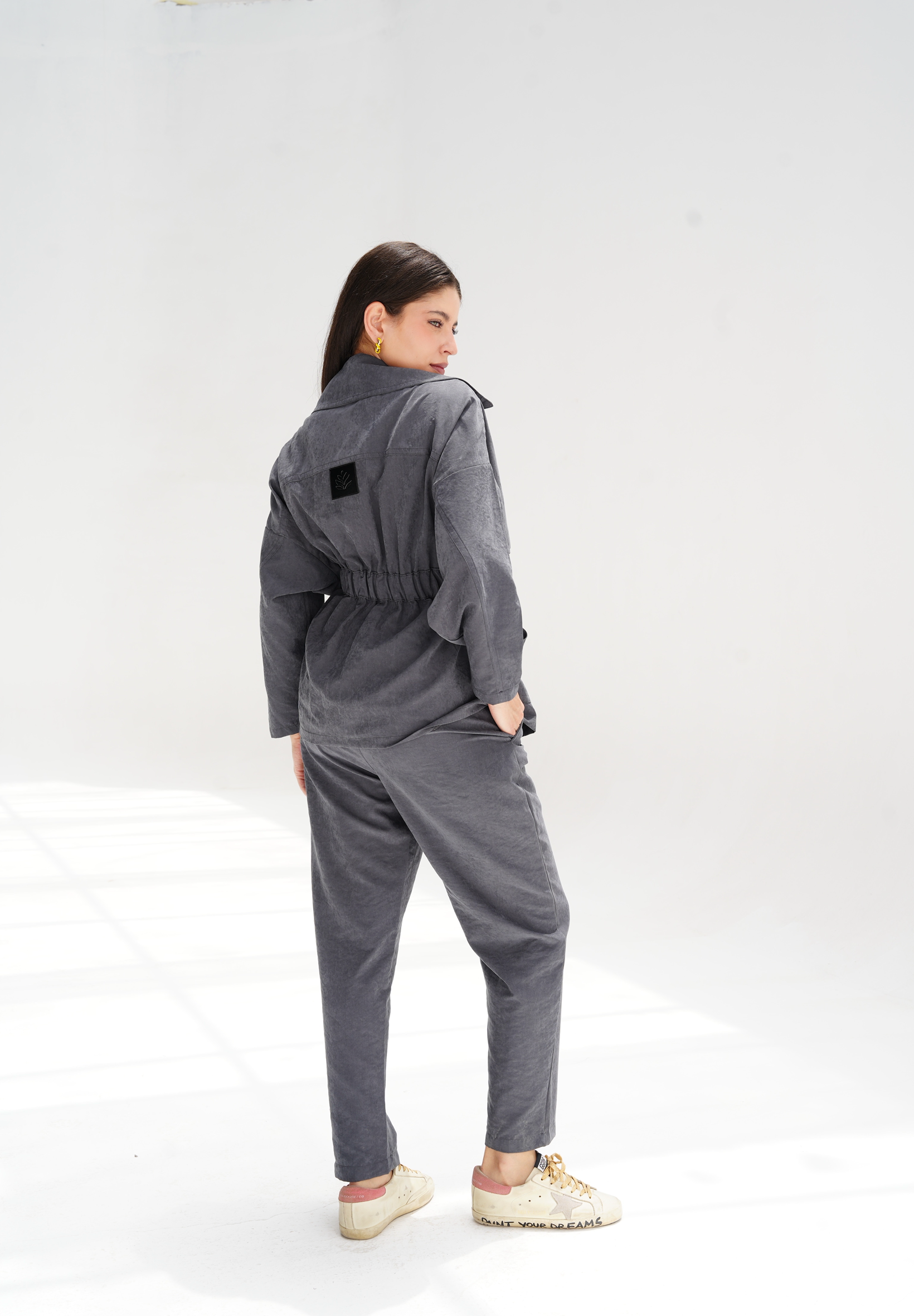 Draped Cupra cardigan in gray