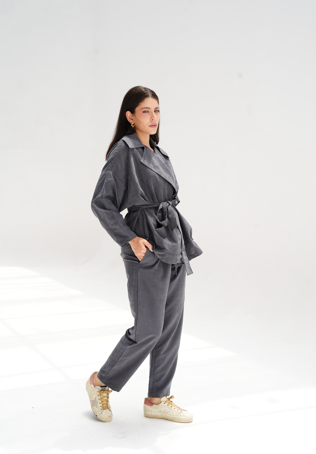 Draped Cupra cardigan in gray