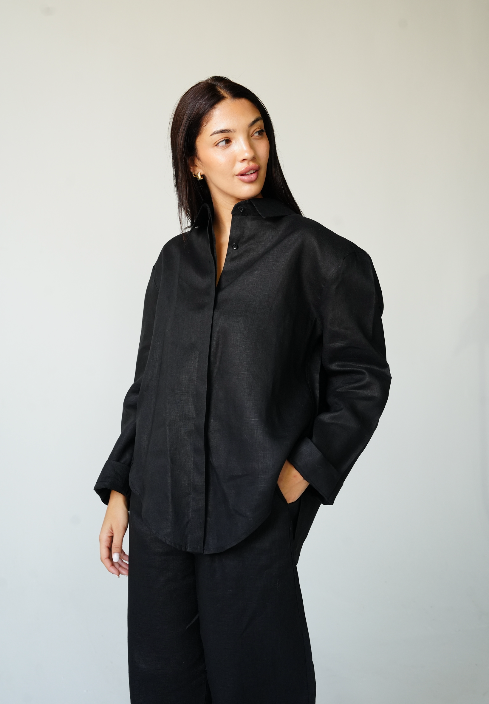 Black linen shirt