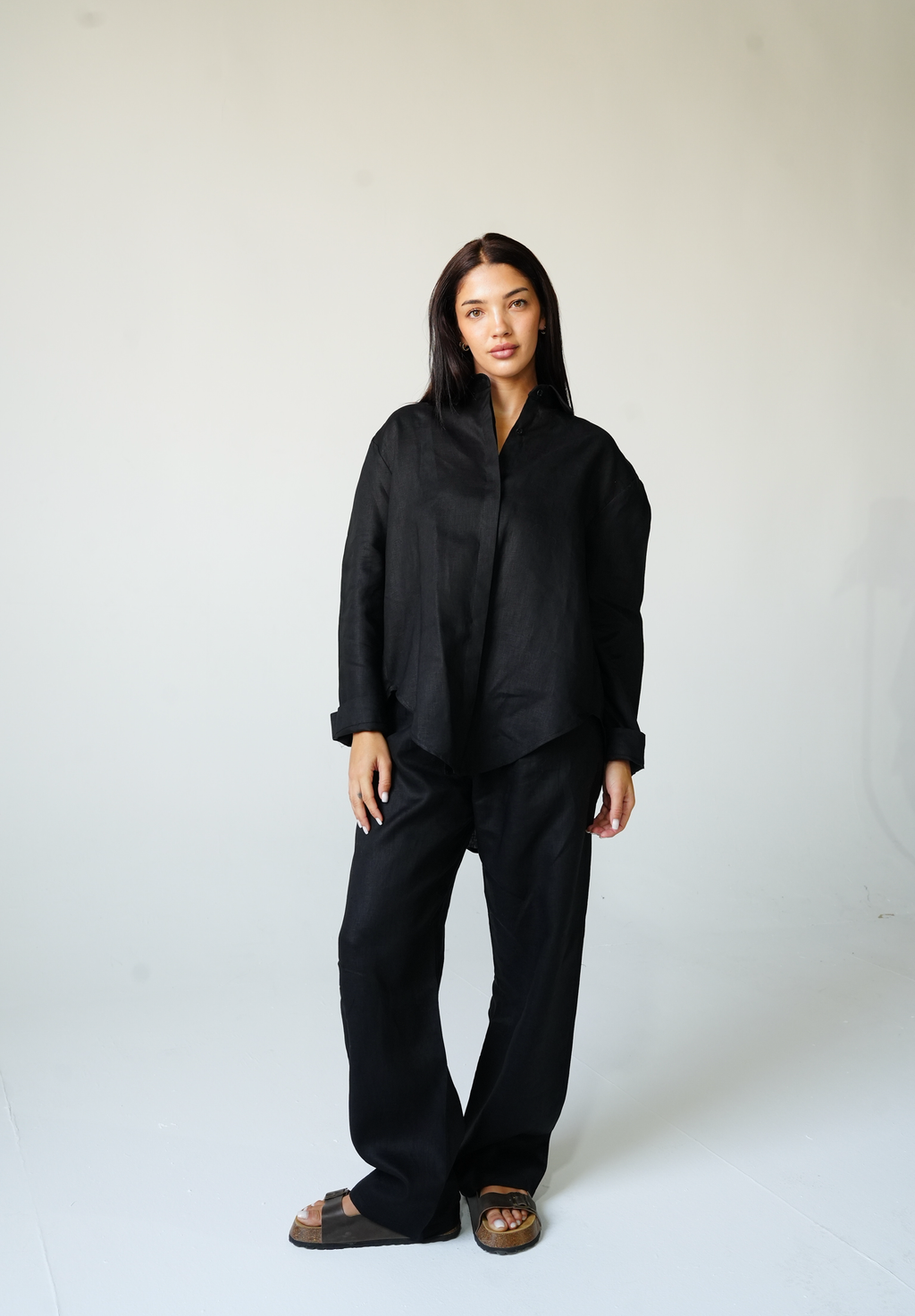 Black linen shirt