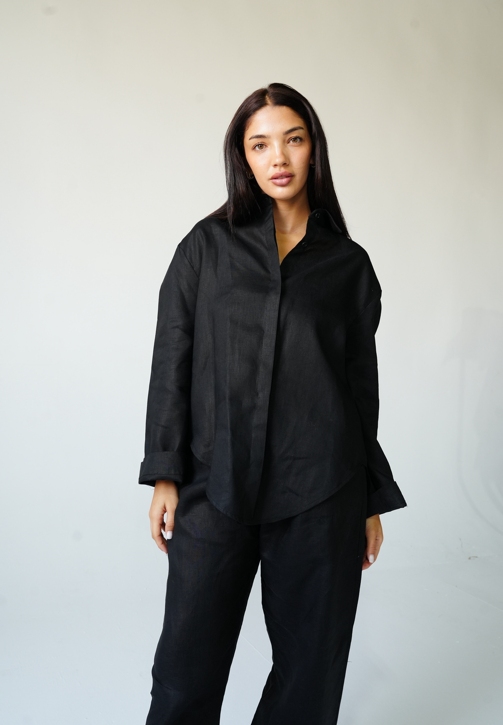 Black linen shirt
