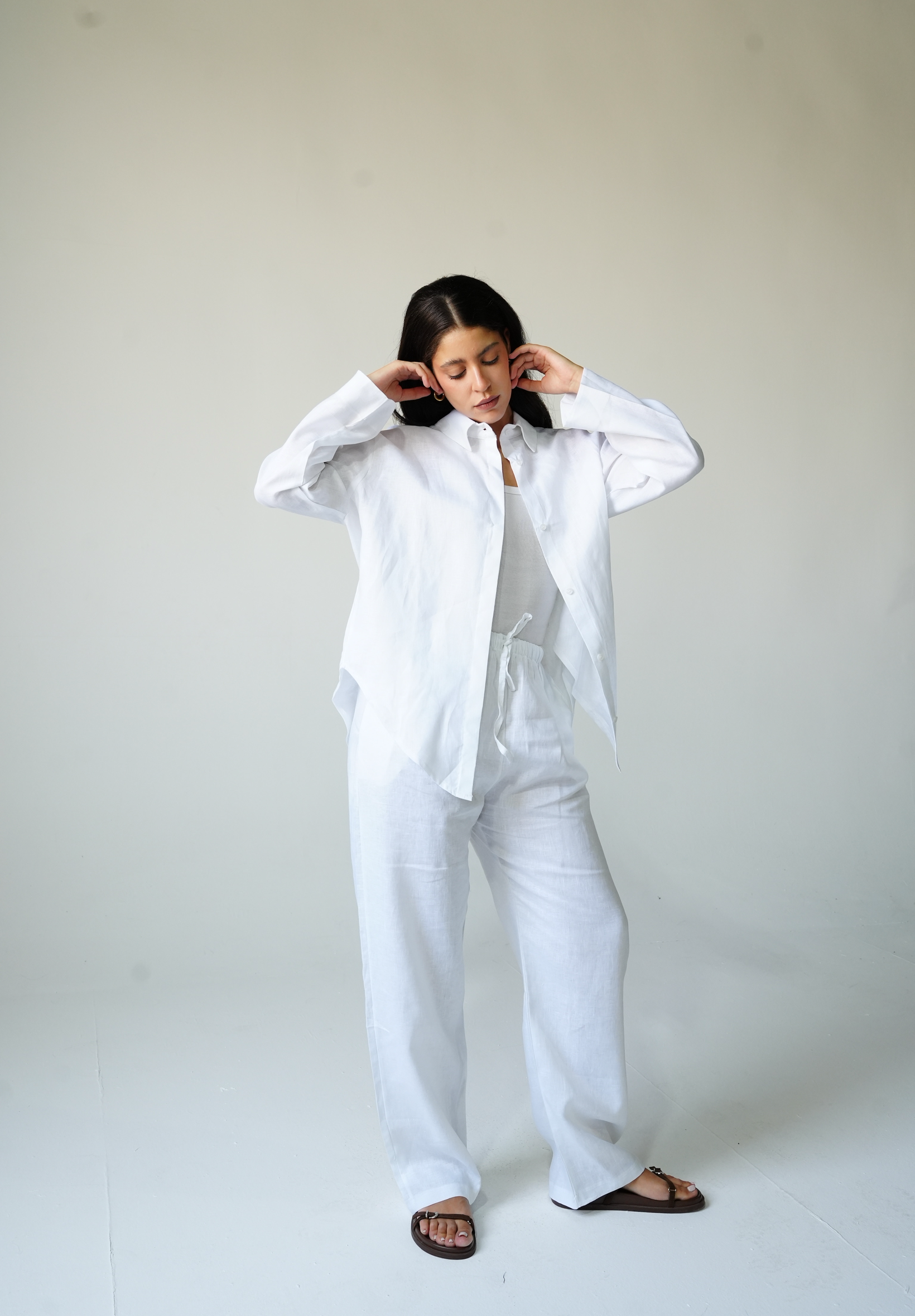 White linen pants