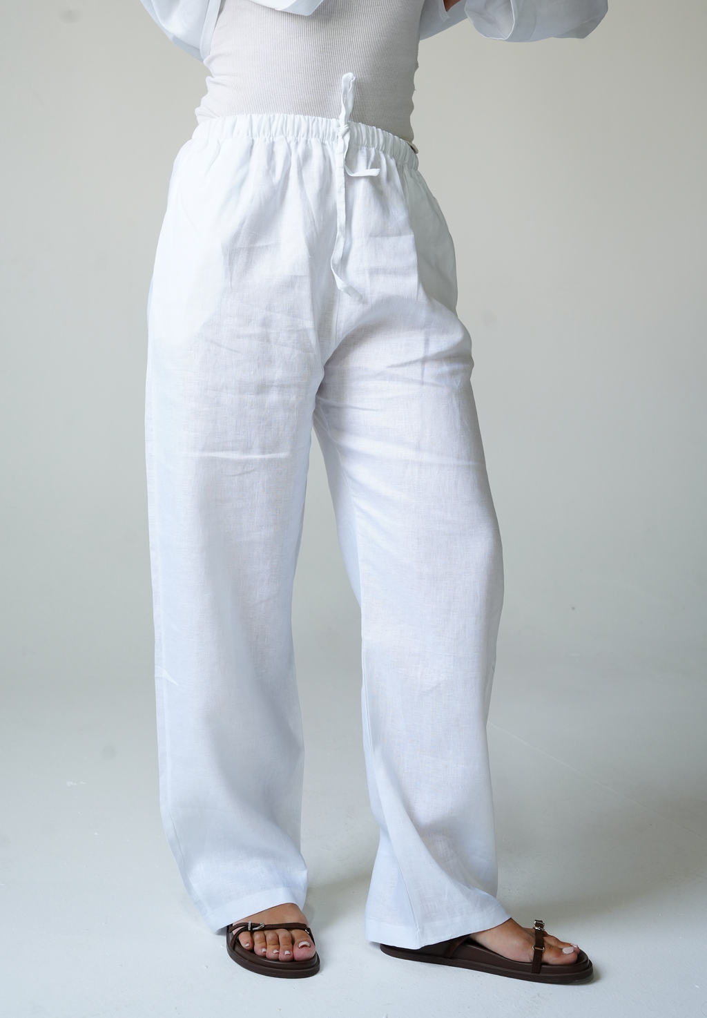 White linen pants