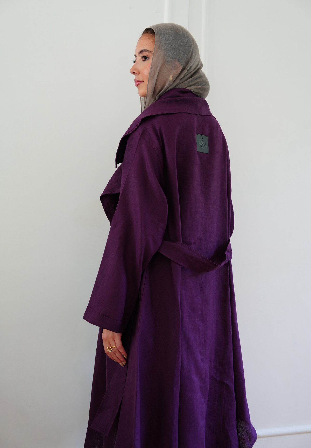 Linen draped cardigan in Purple
